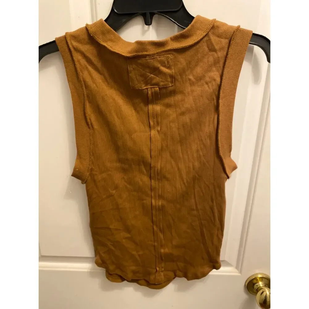 Free People We The Free Women's Kate Ribbed Tank Top in Almond Ash size M - Picture 3 of 8